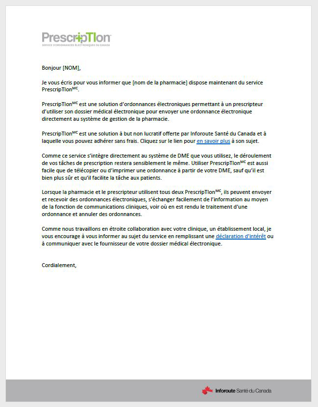 Pharmacy Communication to Prescribers FR