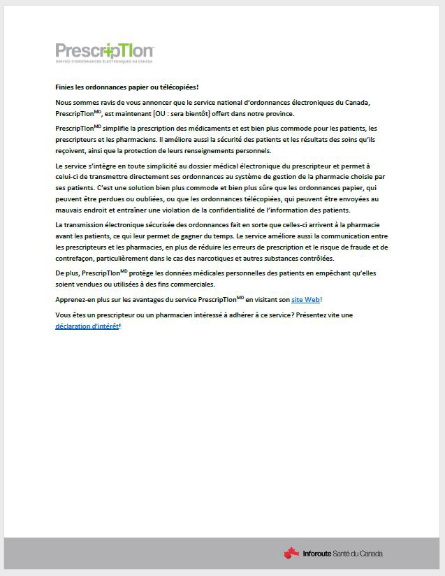 PrescribeIT Newsletter Sample FR